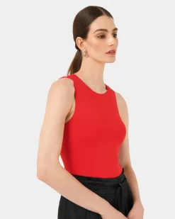 Forcast Liv Round Neck Tank Top Red Best