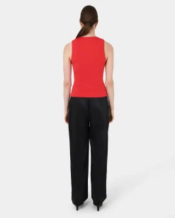 Forcast Liv Round Neck Tank Top Red Best