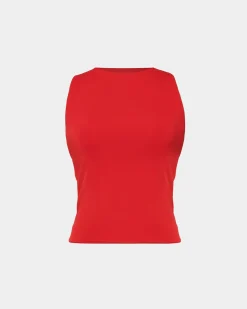 Forcast Liv Round Neck Tank Top Red Best
