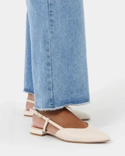 Forcast Liyana Leather Flat Pale Nude Sale