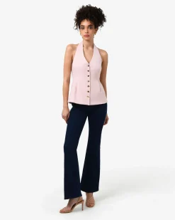 Forcast Lola Halter Neck Peplum Vest Pink Outlet