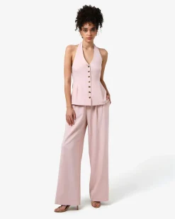 Forcast Lola Lurex Blend Wide Leg Pant Pink Discount
