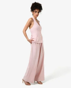 Forcast Lola Lurex Blend Wide Leg Pant Pink Discount
