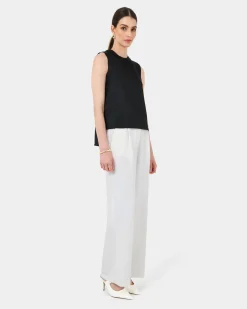 Forcast Louisa Round Neck Satin Top Black Sale
