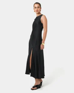 Forcast Louisa Satin Bias Dress Black Outlet
