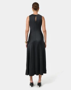 Forcast Louisa Satin Bias Dress Black Outlet