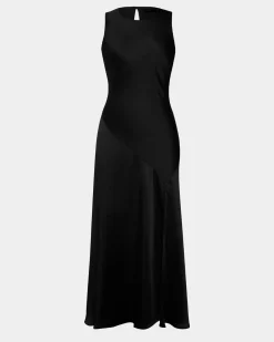 Forcast Louisa Satin Bias Dress Black Outlet