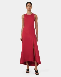 Forcast Louisa Satin Bias Dress Red Outlet
