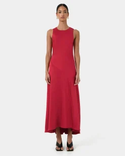 Forcast Louisa Satin Bias Dress Red Outlet