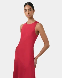Forcast Louisa Satin Bias Dress Red Outlet