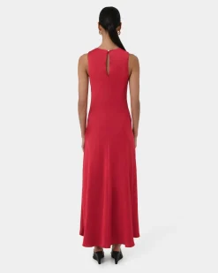 Forcast Louisa Satin Bias Dress Red Outlet