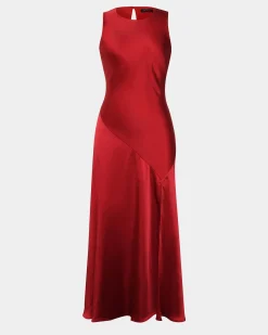 Forcast Louisa Satin Bias Dress Red Outlet