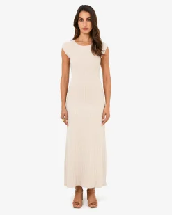 Forcast Lourdes Ribbed Knit Dress Buttercream Best