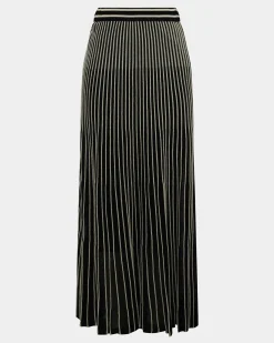 Forcast Lucy Pleat Knit Midi Skirt Black Gold Outlet