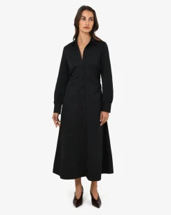 Forcast Lune Ruched Shirt Dress Black