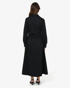 Forcast Lune Ruched Shirt Dress Black
