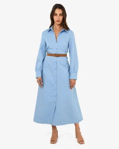 Forcast Lune Ruched Shirt Dress Dusk Blue