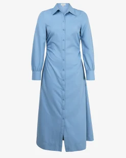 Forcast Lune Ruched Shirt Dress Dusk Blue
