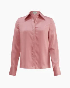 Forcast Mae Satin Shirt Rouge Pink Clearance