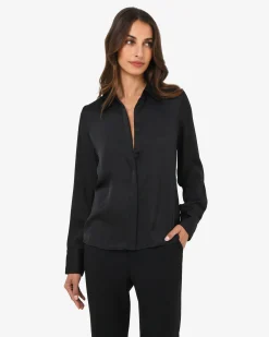 Forcast Mae Satin Shirt Black Hot
