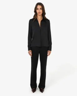 Forcast Mae Satin Shirt Black Hot