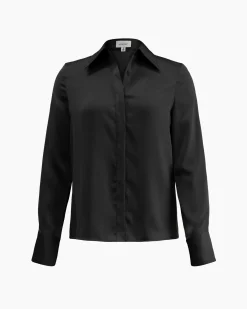 Forcast Mae Satin Shirt Black Hot