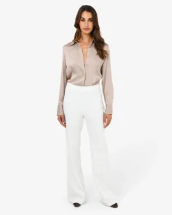 Forcast Mae Satin Shirt Sand Outlet