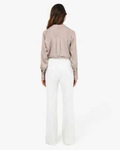 Forcast Mae Satin Shirt Sand Outlet