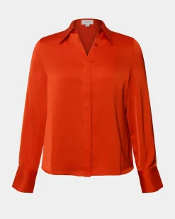 Forcast Mae Satin Shirt Cherry Tomato