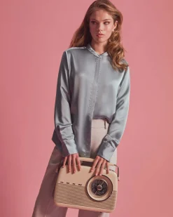 Forcast Maira Stand Collar Blouse Slate Online