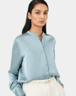 Forcast Maira Stand Collar Blouse Slate Online