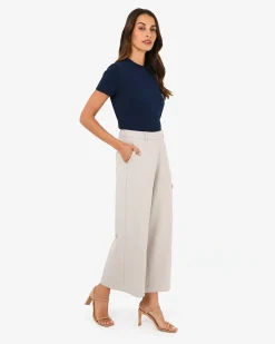 Forcast Mallory Herringbone Culottes Dove Grey