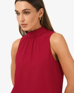Forcast Maria Gathered Top Crimson New