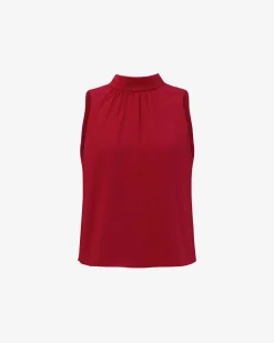 Forcast Maria Gathered Top Crimson New