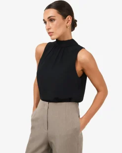 Forcast Maria Gathered Top Black New