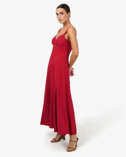 Forcast Maria Godet Panel Dress Crimson Discount