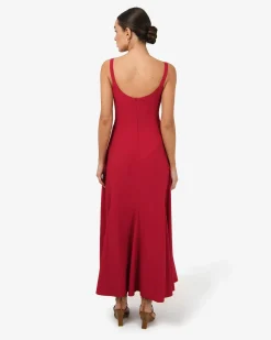 Forcast Maria Godet Panel Dress Crimson Discount