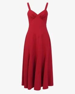 Forcast Maria Godet Panel Dress Crimson Discount