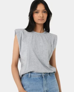 Forcast Martin Power Shoulder Top Melange Grey Sale