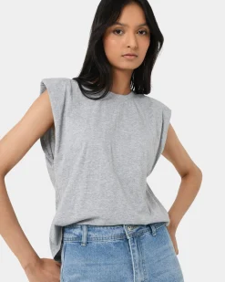 Forcast Martin Power Shoulder Top Melange Grey Sale