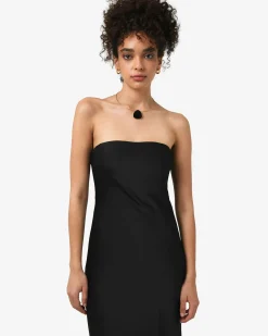 Forcast Martini Strapless Satin Dress Black Online