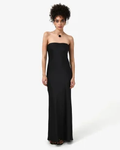 Forcast Martini Strapless Satin Dress Black Online