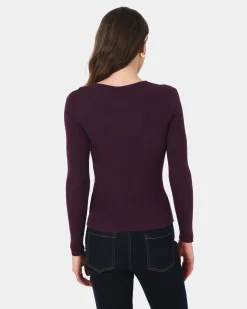 Forcast Maryam Cut Out Knit Top Purple New