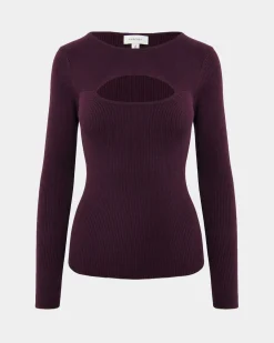 Forcast Maryam Cut Out Knit Top Purple New