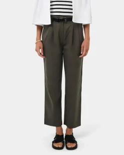 Forcast Mazzy Cotton Belted Trousers Olive Hot