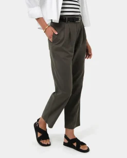 Forcast Mazzy Cotton Belted Trousers Olive Hot