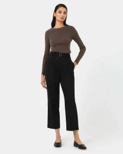 Forcast Mazzy Cotton Belted Trousers Black