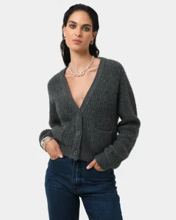 Forcast Mel Wool Blend Cardigan Charcoal Outlet