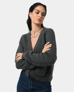 Forcast Mel Wool Blend Cardigan Charcoal Outlet