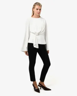Forcast Melody Long Sleeve Draped Top Ivory Sale